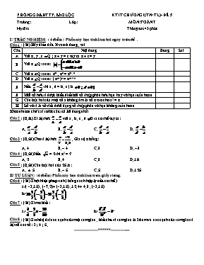 Kiểm tra 1 tiết chương 1 (trắc nghiệm + tự luận)  Đê 5 môn Toan 7